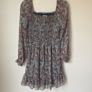 LC Lauren Conrad Smocked Dress with Floral Trim
